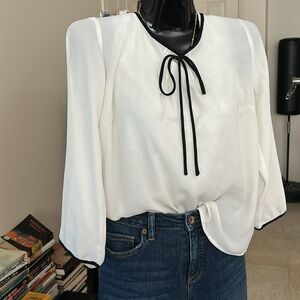 Forever 21 White Blouse with Black Trim